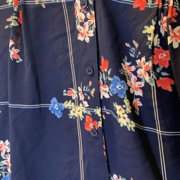CHARTER Club Bella Blooms Blue Floral Blouse S - Picture 5 of 7